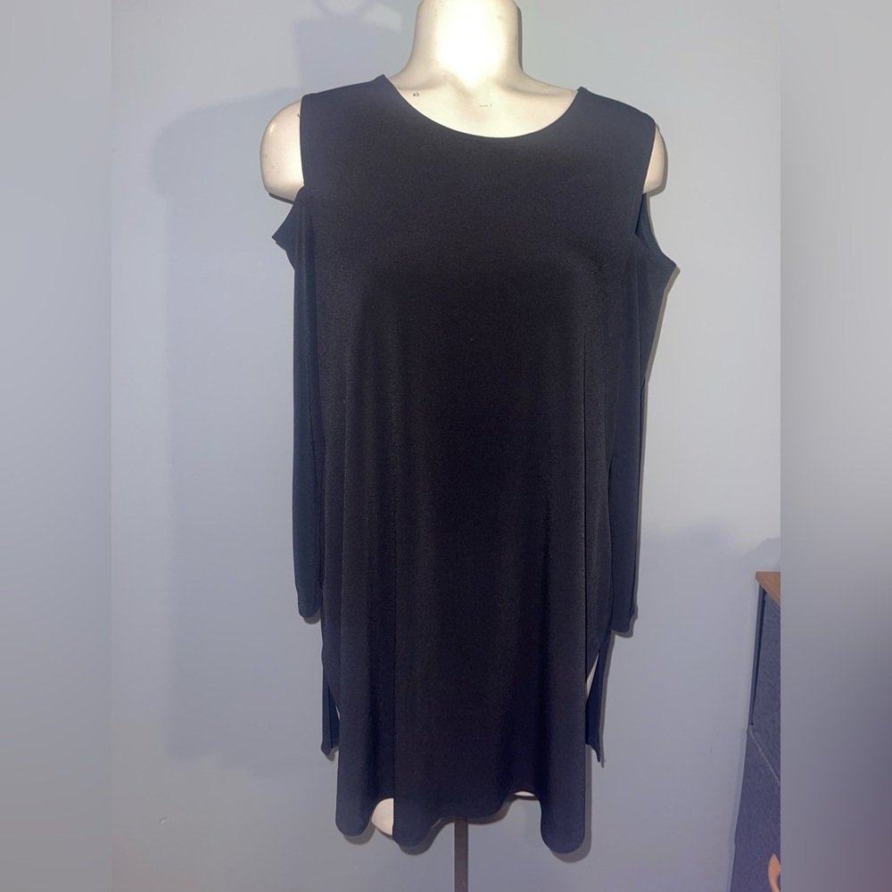 Alfani Black Cold Shoulder Blouse top long sleeve shirt woman’s medium